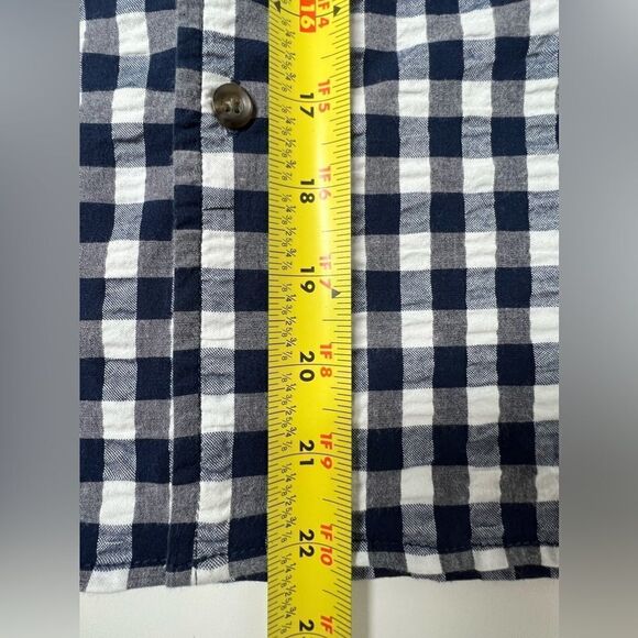 Goodfellow & Co. Short Sleeved Button-Up Navy/Black Plaid Seersucker - Sz M - Picture 10 of 11